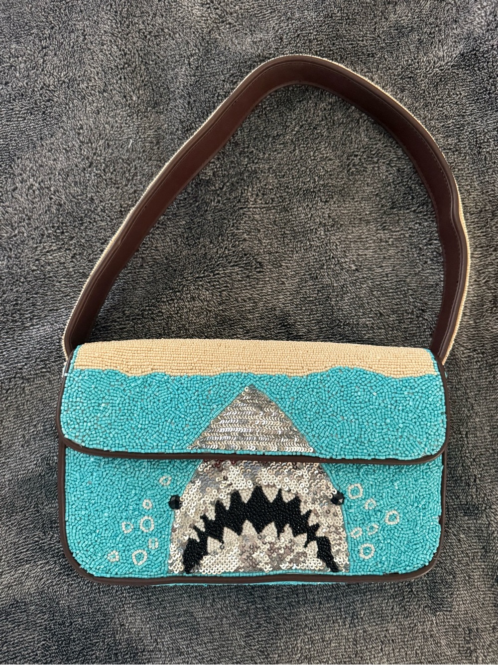 LIKE NEW STAUD Tommy Beaded Bag, Great White Shark - Picture 4 of 10